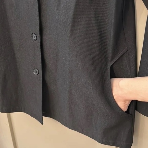 Blanque Longline Black Jacket Coat Button Front W/ Pockets Size Medium - Picture 11 of 14